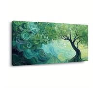 IXEHOH Toile Murale Abstrait Arbre - Large Wall Art Canvas Prints pour Salon - Décoration Murale Paysage Nature Vert - Aesthetic Artwork for Walls - Peintures Décoratives Horizontales 70x150cm