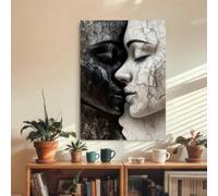 IXEHOH Toile Murale Abstrait Visage Noir et Blanc, Portraits de Couple Minimalistes Modernes, Décoration Murale Esthétique pour Salon, Grandes Impressions sur Toile pour Chambre, Encadré 60x90