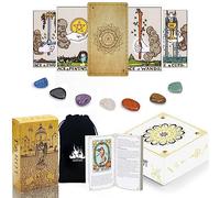 IXIGER Jeu de tarot avec guide pour débutants et experts - Taille standard 12,1 x 7 cm, 78 cartes classiques (coffret cadeau ange jaune)