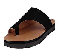 IXII Sandales Orthopédiques pour Femmes Tongs À Bout Ouvert avec Correction De L'os du Gros Orteil Pantoufles À Semelle Plate pour Oignon Hallux Valgus Chaussures De Plage D'été-Black||42EU