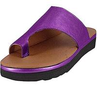 IXII Sandales Orthopédiques pour Femmes Tongs À Bout Ouvert avec Correction De L'os du Gros Orteil Pantoufles À Semelle Plate pour Oignon Hallux Valgus Chaussures De Plage D'été-Purple||43EU