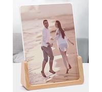 IXITON 15.2×20.3cm Cadre photo en bois massif,Cadre photo en acrylique transparent pour décoration de table et affichage sur le bureau (en forme de U vertical 12.7×17.8cm)