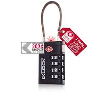 iXLOCK Cadenas Valise Avion, Cadenas TSA à Câble 4 Chiffres Noir 1 Pc | Cadenas TSA valise avion pour bagages, casiers, sacs à dos, camping, serrure valise à combinaison pour voyages avion et USA
