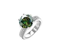 IXMLDAXD Alliances de mariage en Moissanite 5ct for femmes, coupe ronde, couleur D, bague en diamant VVS1, bagues de fiançailles en Moissanite vert/jaune/rose avec certificat(Green,10)