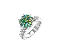 IXMLDAXD Alliances de mariage en Moissanite 5ct for femmes, coupe ronde, couleur D, bague en diamant VVS1, bagues de fiançailles en Moissanite vert/jaune/rose avec certificat(Blue Green,7)