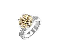 IXMLDAXD Alliances de mariage en Moissanite 5ct for femmes, coupe ronde, couleur D, bague en diamant VVS1, bagues de fiançailles en Moissanite vert/jaune/rose avec certificat(Light Yellow,8)