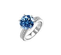 IXMLDAXD Alliances de mariage en Moissanite 5ct for femmes, coupe ronde, couleur D, bague en diamant VVS1, bagues de fiançailles en Moissanite vert/jaune/rose avec certificat(Navy Blue,10)