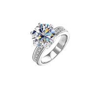 IXMLDAXD Alliances de mariage en Moissanite 5ct for femmes, coupe ronde, couleur D, bague en diamant VVS1, bagues de fiançailles en Moissanite vert/jaune/rose avec certificat(White,10)