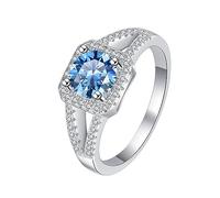 IXMLDAXD Alliances de mariage Moissanite 1ct coupe ronde couleur D VVS1 bagues en diamant en argent sterling 925 bleu/vert/rose bagues de fiançailles Moissanite for femmes avec certificat(Pink,6)