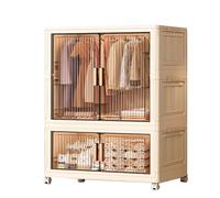 IXMLDAXD Armoire Pliante, Armoire-penderie en Plastique avec Portes magnétiques, Doubles Transparentes et roulettes pivotantes Freins(70 * 38 * 102cm)