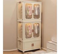 IXMLDAXD Armoire Pliante, Conception Pliable en polypropylène et métal, Doubles Portes magnétiques, Roues pivotantes avec Freins, différentes Tailles(68.5x43x193.5cm)