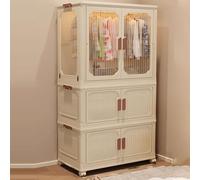 IXMLDAXD Armoire Pliante, Conception Pliable en polypropylène et métal, Doubles Portes magnétiques, Roues pivotantes avec Freins, différentes Tailles(68.5 * 43 * 156cm)