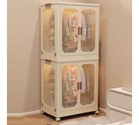 IXMLDAXD Armoire Pliante, Conception Pliable en polypropylène et métal, Doubles Portes magnétiques, Roues pivotantes avec Freins, différentes Tailles(55x32.5x128cm)