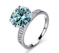 IXMLDAXD Bagues de fiançailles Moissanite 5ct for femmes couleur D VVS1 bagues de mariage Moissanite en argent sterling 925 bagues en diamant jaune/bleu/rose avec certificat(Blue,8)