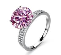 IXMLDAXD Bagues de fiançailles Moissanite 5ct for femmes couleur D VVS1 bagues de mariage Moissanite en argent sterling 925 bagues en diamant jaune/bleu/rose avec certificat(Pink,9)