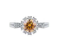 IXMLDAXD Bagues de fiançailles Moissanite for femmes 1ct coupe ronde couleur D S925 en argent sterling VVS1 bagues en diamant rouge/jaune/rose alliances en moissanite avec certificat(Yellow,7)