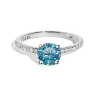 IXMLDAXD Bagues de fiançailles Moissanite for femmes 1ct D couleur VVS1 bagues en diamant en argent sterling 925 bagues de mariage Moissanite for femmes avec certificat(Blue,9)