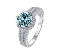 IXMLDAXD Bagues en diamant Moissanite 2ct D couleur VVS1 for femmes, bagues de fiançailles en Moissanite jaune/vert/rose, bande de mariage en diamant rond avec certificat(Blue,5)