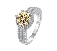 IXMLDAXD Bagues en diamant Moissanite 2ct D couleur VVS1 for femmes, bagues de fiançailles en Moissanite jaune/vert/rose, bande de mariage en diamant rond avec certificat(Lightyellow,6)