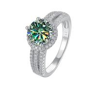 IXMLDAXD Bagues en diamant Moissanite 2ct D couleur VVS1 for femmes, bagues de fiançailles en Moissanite jaune/vert/rose, bande de mariage en diamant rond avec certificat(Blue green,6)
