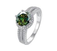 IXMLDAXD Bagues en diamant Moissanite 2ct D couleur VVS1 for femmes, bagues de fiançailles en Moissanite jaune/vert/rose, bande de mariage en diamant rond avec certificat(Darkgreen,9)