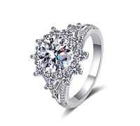 IXMLDAXD Bagues Moissanite 3ct for femmes coupe ronde couleur D VVS1 bagues de fiançailles en argent sterling diamant femmes bandes de mariage Moissanite avec certificat(7)