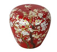 IXMLDAXD Bataille de céramique, Tabouret de Tambour en céramique, Nouveau Tabouret Bas de Style Chinois, Artisanat Peint, adapté à la Cour extérieure.(Red)