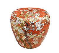 IXMLDAXD Bataille de céramique, Tabouret de Tambour en céramique, Nouveau Tabouret Bas de Style Chinois, Artisanat Peint, adapté à la Cour extérieure.(Orange)