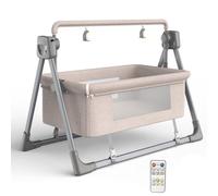 IXMLDAXD Berceau, Berceau Musical à 5 Vitesses + Bluetooth, 5 Vitesses de balançoire, Carillon à Vent Animal Suspendu for Poussette, adapté aux bébés de 0 à 36 Mois, Rose(Khaki)
