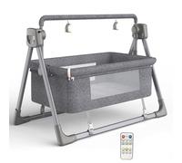 IXMLDAXD Berceau, Berceau Musical à 5 Vitesses + Bluetooth, 5 Vitesses de balançoire, Carillon à Vent Animal Suspendu for Poussette, adapté aux bébés de 0 à 36 Mois, Rose(Grey)