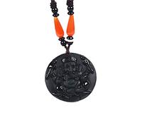 IXMLDAXD collier d'obsidienne noire， Obsidienne naturelle thaïlande Ganesha collier pendentif éléphant amulette Jade pendentif Jade bijoux bijoux fins