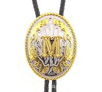 IXMLDAXD Cravates pour Hommes， Cravate Bolo de Cowboy Occidental for Hommes, Corde en Cuir Faite à la Main, Luxe, Lettre en Relief dorée, Badge Ovale, Cravate Bola, Cravate Shoestring