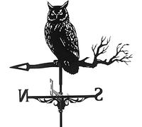 IXMLDAXD Direction du Vent, Girouette Chouette Girouette Girouette en Métal Noir Rétro Girouette Ferme Jardin Patio Cour Toit Ornement Décoration Girouettes Indicateur de Direction du Vent