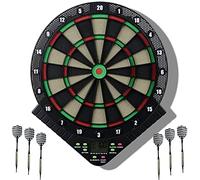 IXMLDAXD Disque de fléchettes, Cible de fléchettes électronique, Jeu à Pointe Souple, écran LCD, 6, 24 Pointes for 8 Joueurs, Alimentation par Batterie