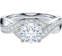 IXMLDAXD l'anneau, Bague de fiançailles/mariée « Amour infini » torsadée en moissanite ou diamant simulé, 1 carat, for femme