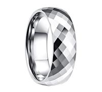 IXMLDAXD l'anneau, Bague for homme en carbure de tungstène à facettes diamantées 8 mm, anneau large et résistant, hypoallergénique, idéale for les mariages le quotidien(Silver,U)