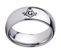 IXMLDAXD l'anneau, Bague maçonnique bombée - Alliance légère en acier titane avec symbole franc-maçon for hommes et femmes(O)
