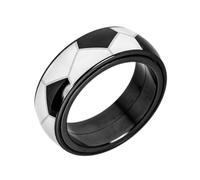 IXMLDAXD l'anneau, Bague rotative en acier titane avec dôme anti-stress for les fans de sport(Football,O)