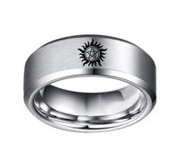 IXMLDAXD l'anneau, Bague unisexe en acier titane de 8 mm large, ornée d'un symbole occulte, idéale for le cosplay ou comme cadeau sur thème anti-démon(Silver,Y)
