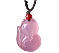 IXMLDAXD Le collier d'émeraude, Collier pendentif renard en jade violet, orné d'une amulette porte-bonheur pierre de, bijou avec chaîne, for hommes et femmes