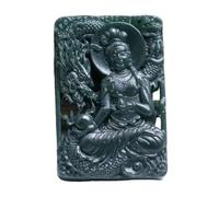 IXMLDAXD Le collier d'émeraude, Pendentifs en jade lotus sculptés à la main représentant Guanyin, for hommes et femmes. Colliers jadéite(E)