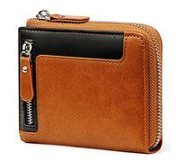 IXMLDAXD Porte-Cartes d'identité Multifonction en Cuir avec Blocage, 9 Compartiments for Cartes, 2 for pièces de Monnaie, 1 Compartiment for espèces(Bruin)