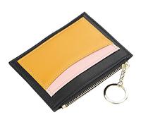 IXMLDAXD Portefeuille Minimaliste à Deux Volets en Cuir véritable avec Fermeture éclair et Poche Monnaie(Black)
