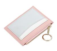 IXMLDAXD Portefeuille Minimaliste à Deux Volets en Cuir véritable avec Fermeture éclair et Poche Monnaie(Roze)