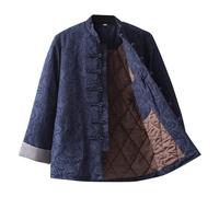 IXMLDAXD Robes de Mariage Chinoises, Costume Tang Chinois, Costume Tang Chinois for Hommes Kung Fu Vêtements Hauts Chinois épais Chaud Hiver Coton Manteau Martial Art Coton Chemise(Blu,M)