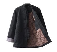 IXMLDAXD Robes de Mariage Chinoises, Costume Tang Chinois, Costume Tang Chinois for Hommes Kung Fu Vêtements Hauts Chinois épais Chaud Hiver Coton Manteau Martial Art Coton Chemise(Black,4XL)
