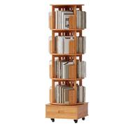 IXMLDAXD Rotation de la bibliothèque, Étagère en Bois Massif de Rangement rotative à Plusieurs Niveaux Salon avec tiroir et roulettes universelles for Une Utilisation(White,150.5 * 49cm)