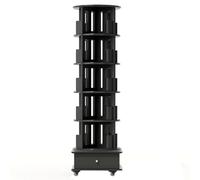 IXMLDAXD Rotation de la bibliothèque, Étagère en Bois Massif de Rangement rotative à Plusieurs Niveaux Salon avec tiroir et roulettes universelles for Une Utilisation(Black,182 * 49cm)
