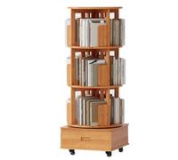IXMLDAXD Rotation de la bibliothèque, Étagère en Bois Massif de Rangement rotative à Plusieurs Niveaux Salon avec tiroir et roulettes universelles for Une Utilisation(White,119 * 49cm)