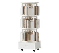 IXMLDAXD Rotation de la bibliothèque, Étagère en Bois Massif de Rangement rotative à Plusieurs Niveaux Salon avec tiroir et roulettes universelles for Une Utilisation(Walnut Colored,119 * 49cm)